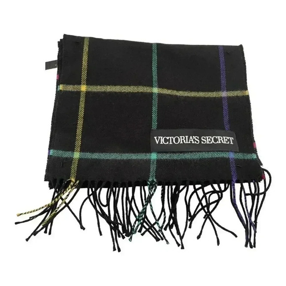 Victoria’s Secret Multicolored Plaid Scarf with Tassels - Picture 1 of 2